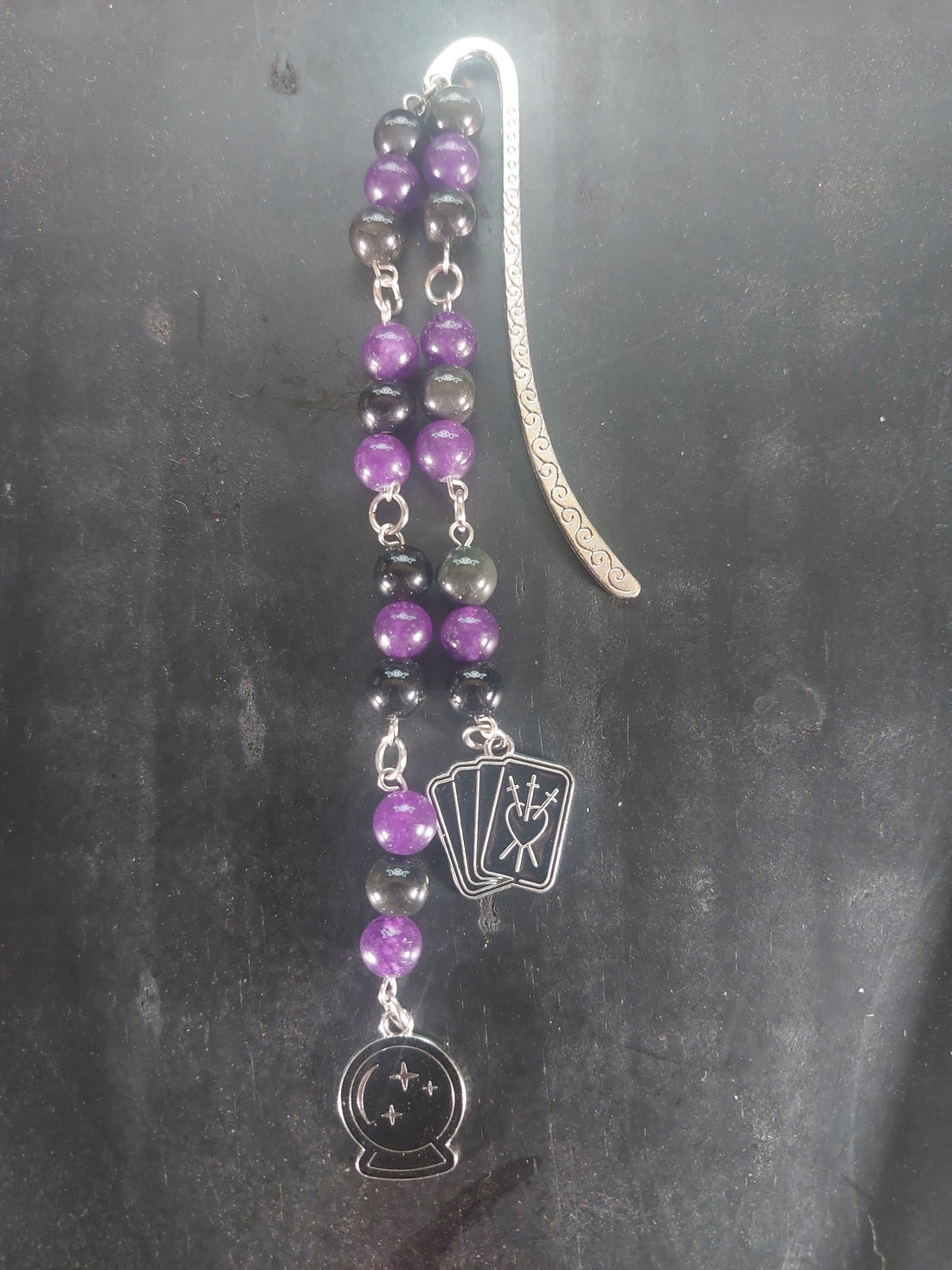 Amethyst and Obsidian Crystal Bookmark