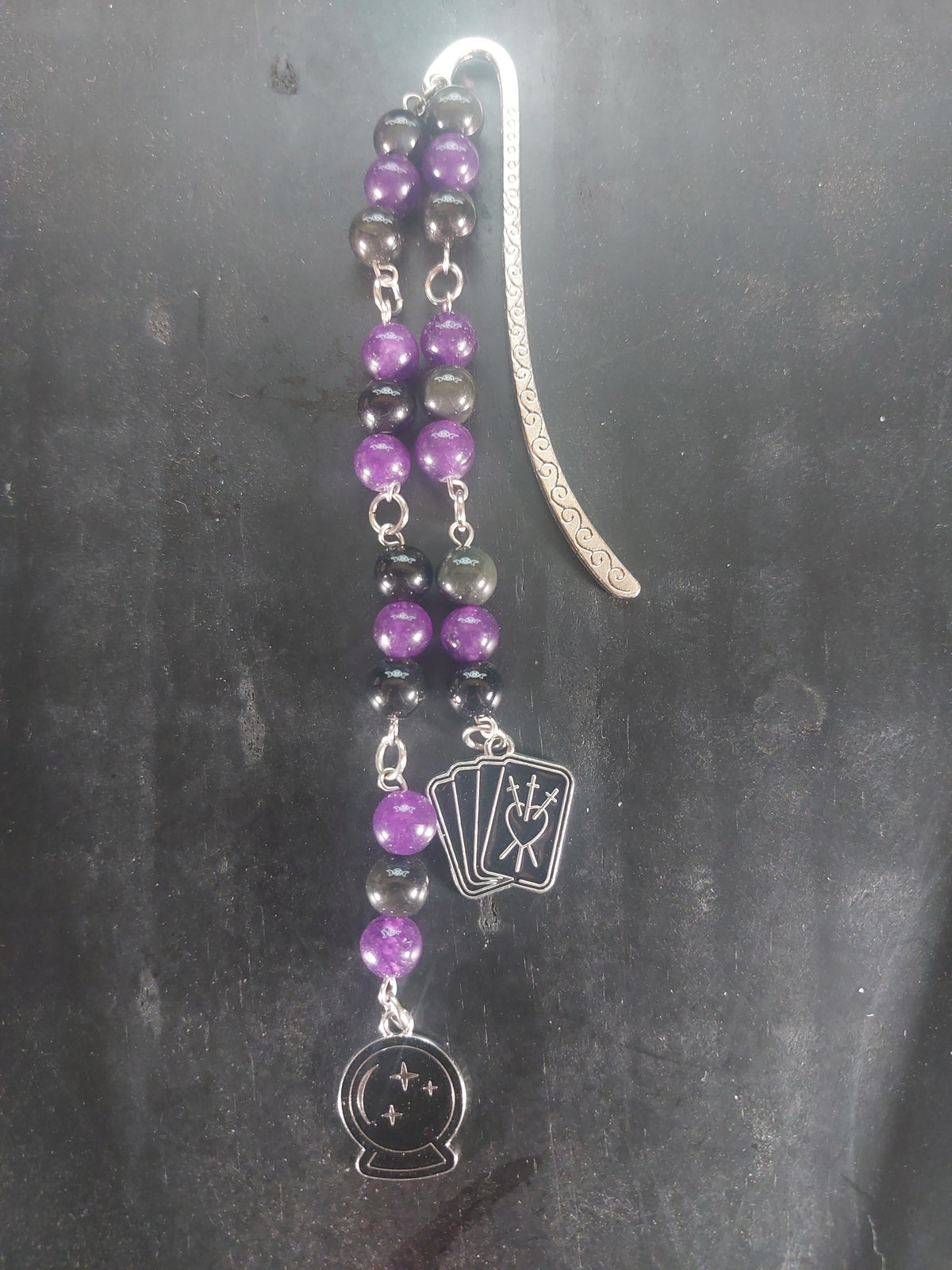 Amethyst and Obsidian Crystal Bookmark
