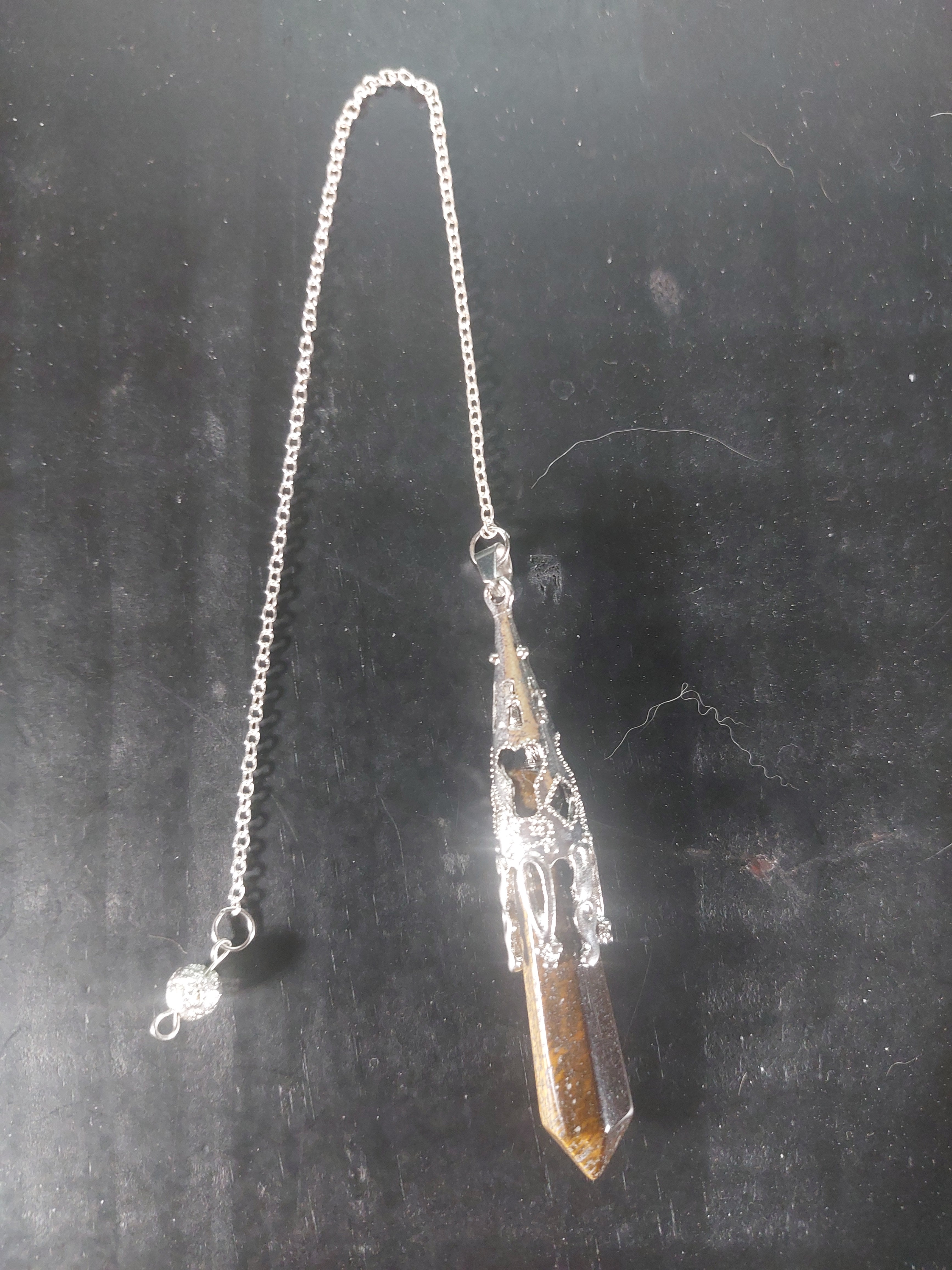 Tigers Eye Silver Tone Pendulum