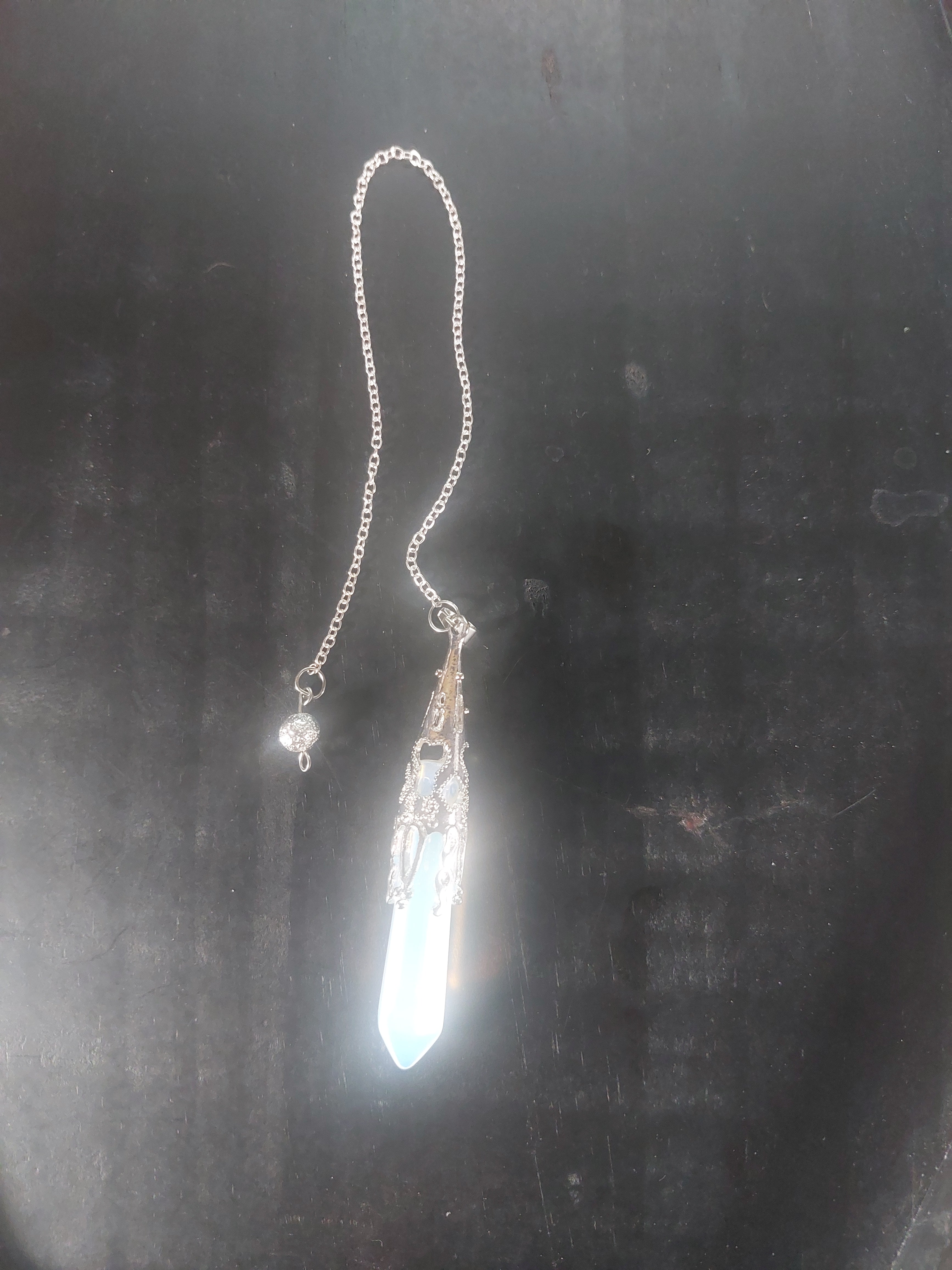 Opalite with Silver Tone Pendulum