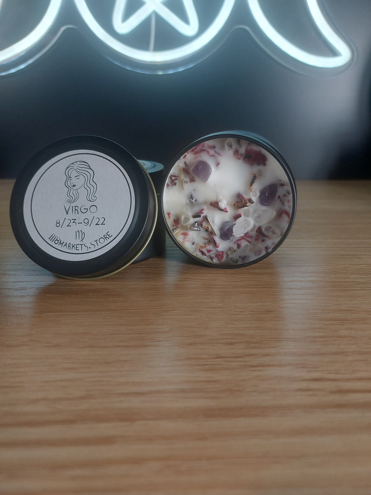 Small Virgo Crystal &amp; Herb Candle