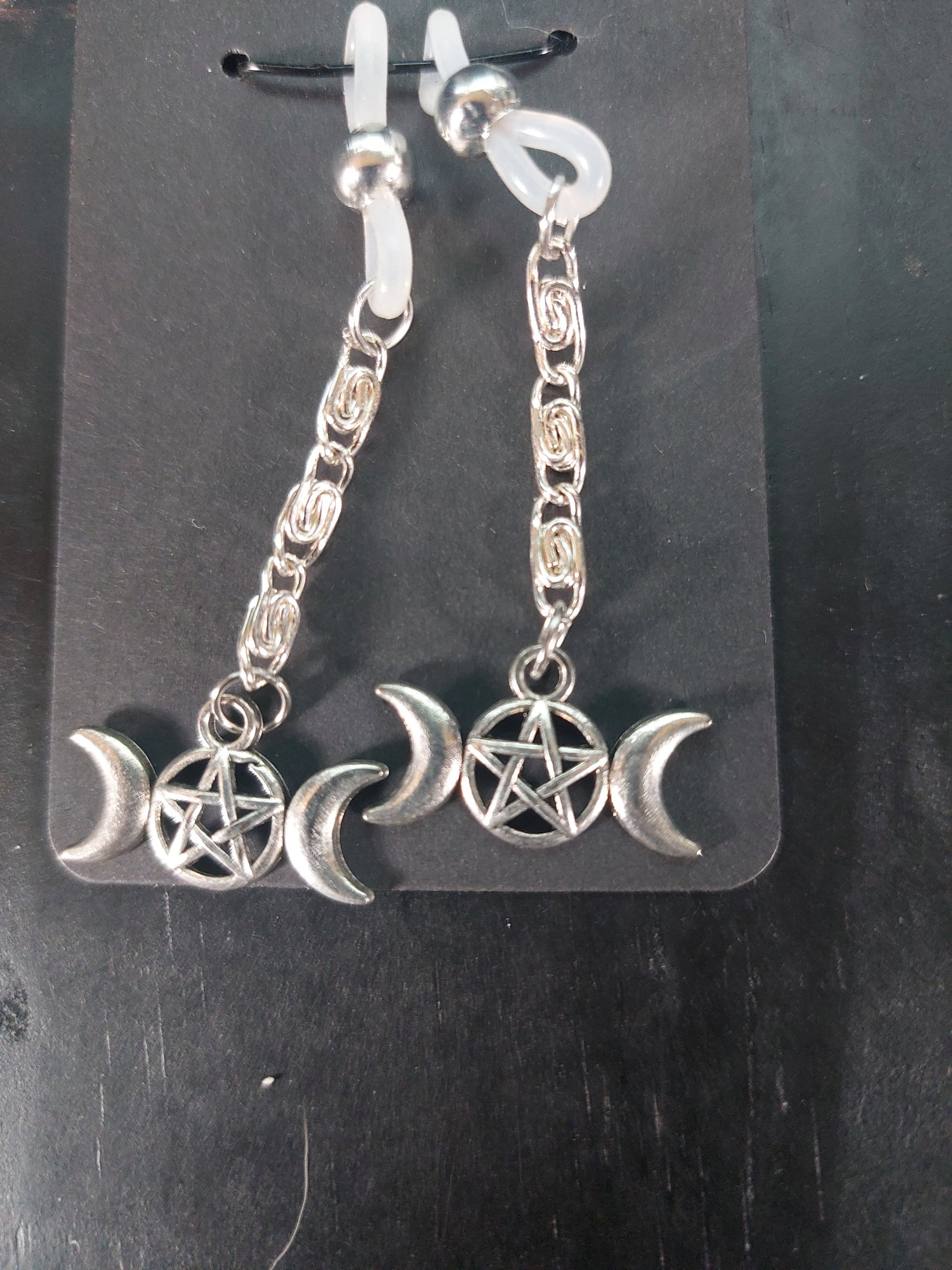 Silver Tone Eye Glass Charms Triple Moon
