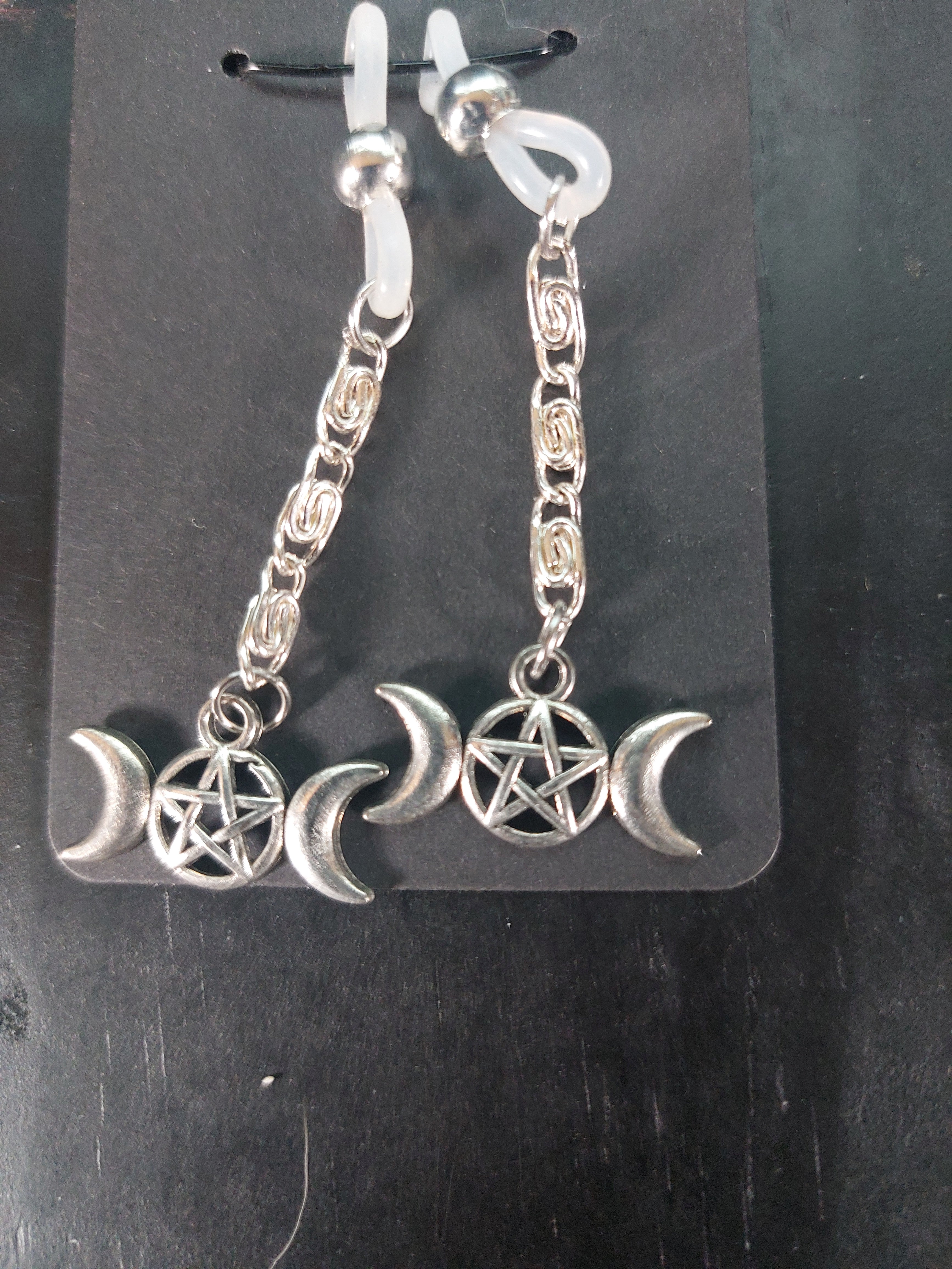 Silver Tone Eye Glass Charms Triple Moon