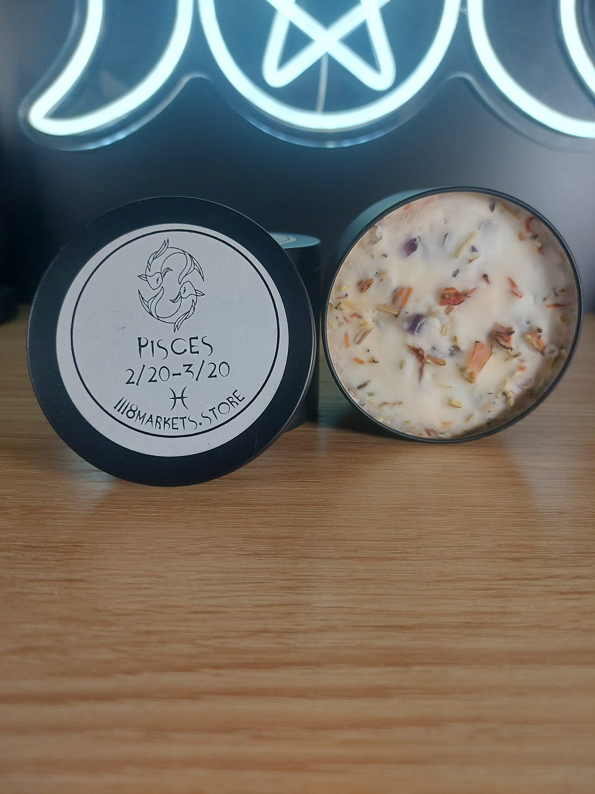 Large Pisces Crystal &amp; Herb Candle