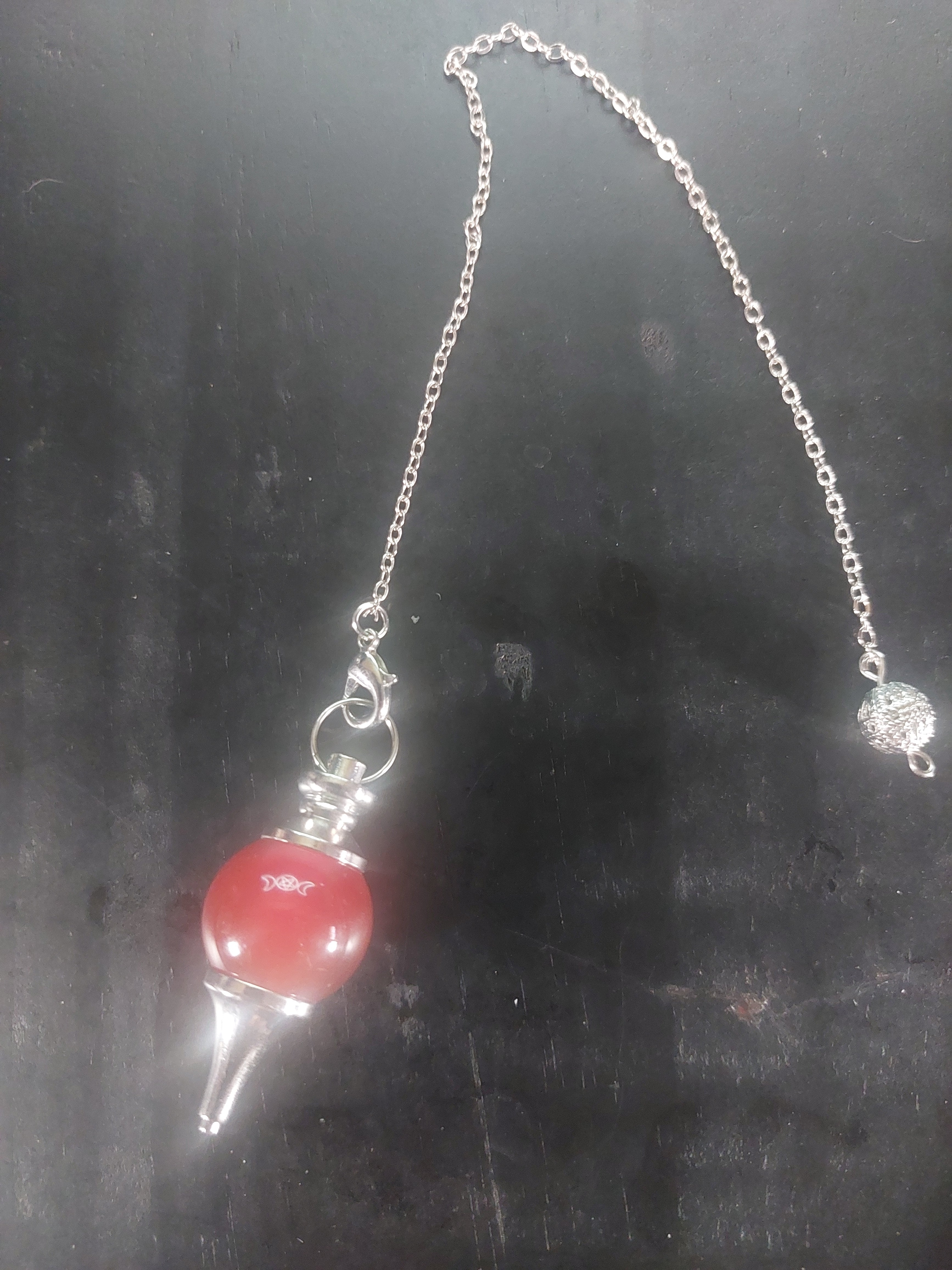 Red Jasper Pendulum on Silver Tone Chain