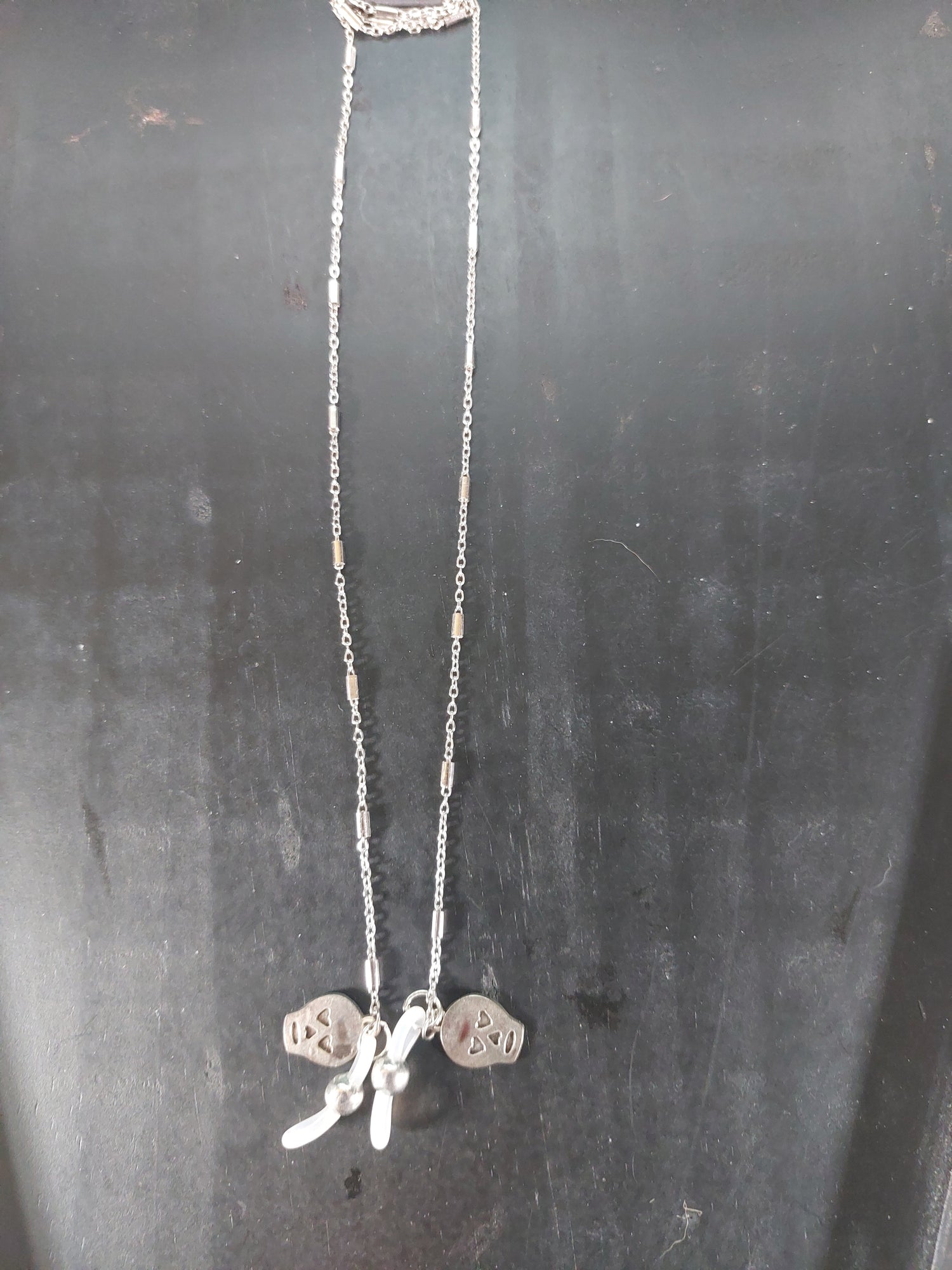 Silver Tone Eye Glass Chain with Skulls