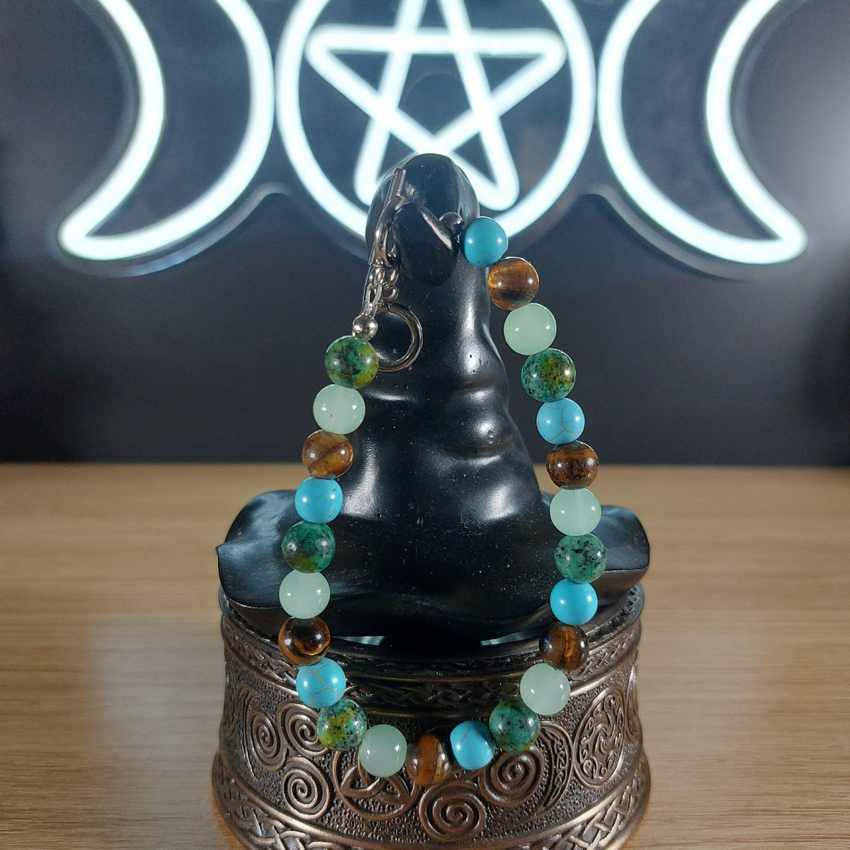 Green Aventurine Tigers Eye Howlite and Green Agate Beaded Bracelet 1118 MARKETS &amp; EVENTS