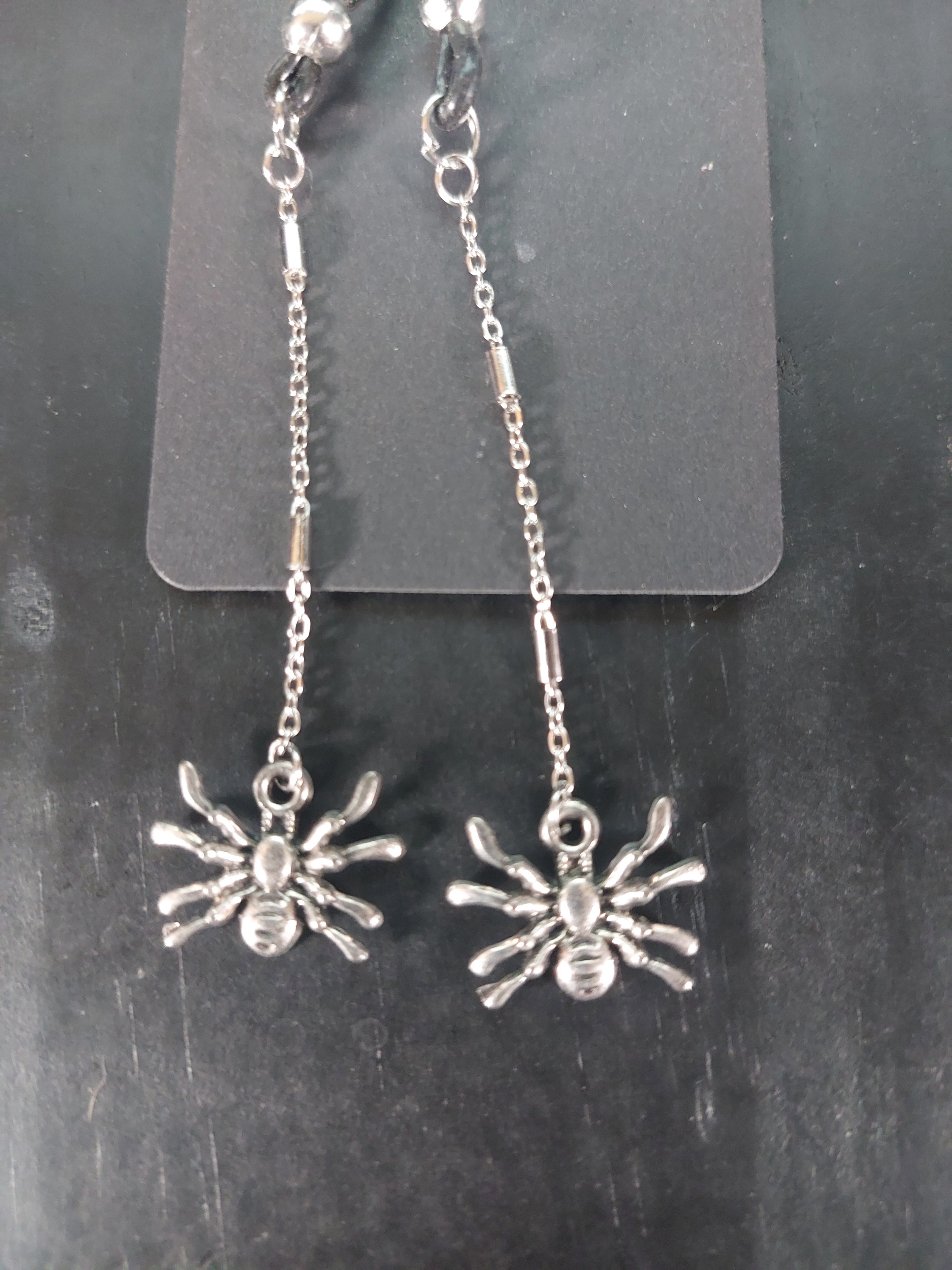 Silver Tone Spider Eye Glass Charms