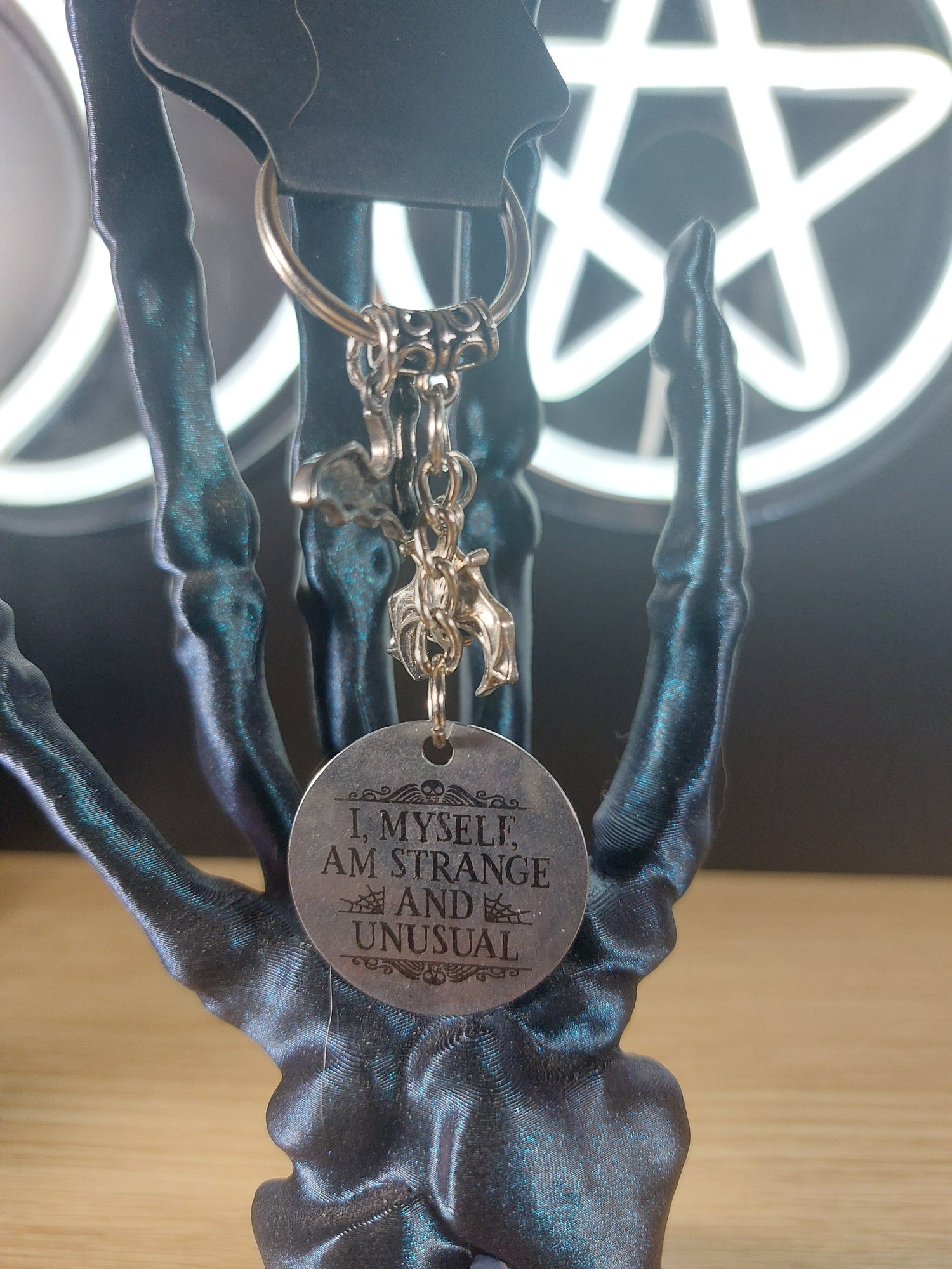 I Myself Am Strange and Unusual with 2 Bat Charms Keychain