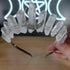 Handcrafted clear quartz crystal crown headband with silver wire and crescent moon accent.