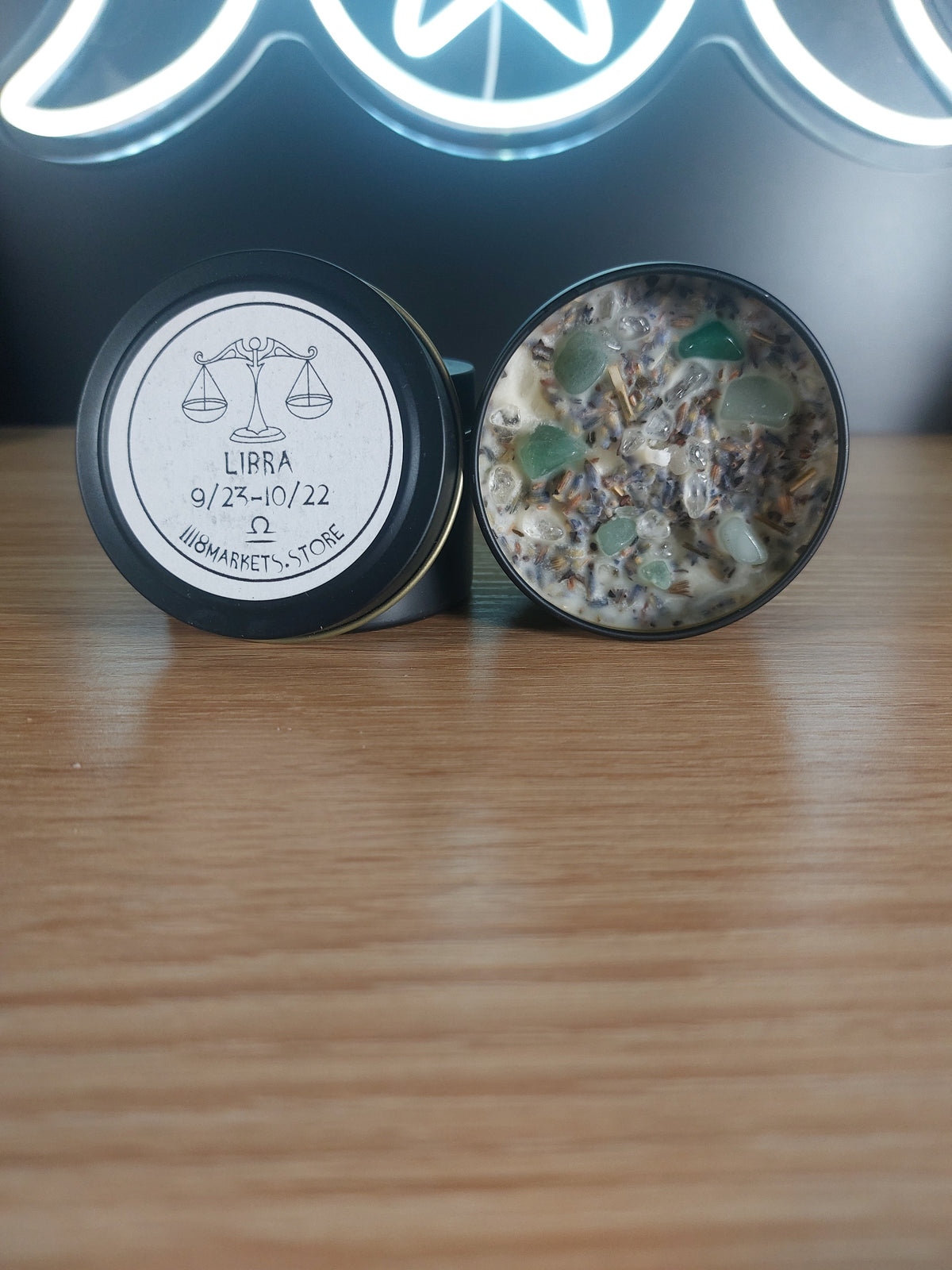 Small Libra Crystals &amp; Herbs Candle