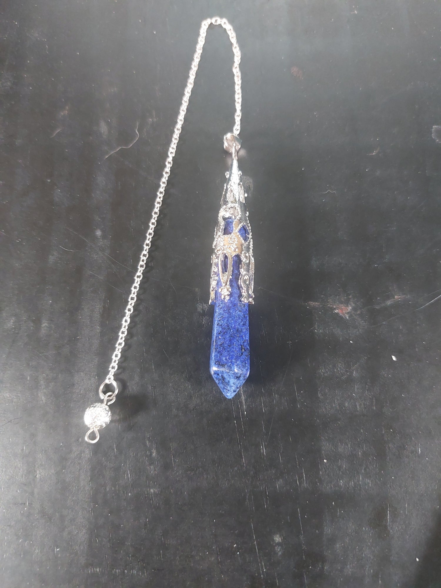 Lapis Lazuli Silver Tone Pendulum