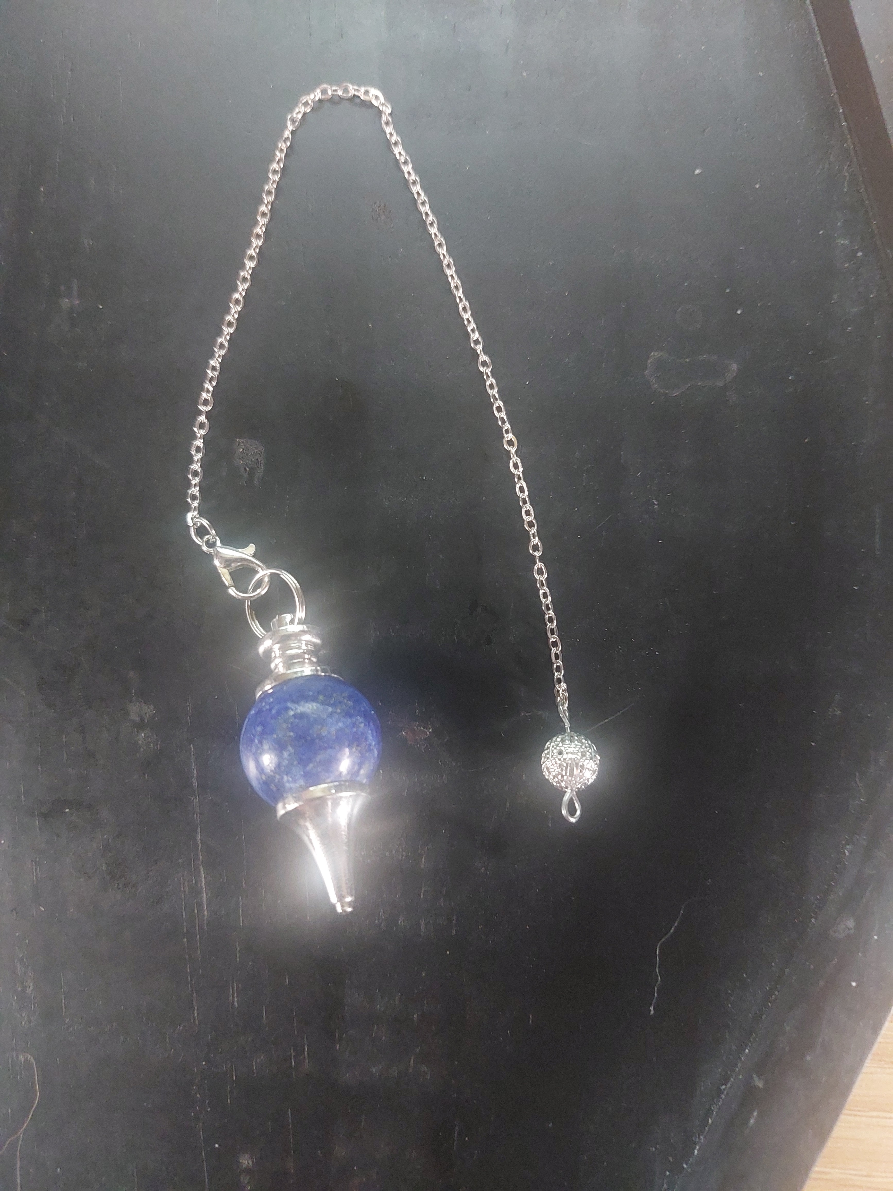 Lapis Lazuli Pendulum on Silver Tone Chain