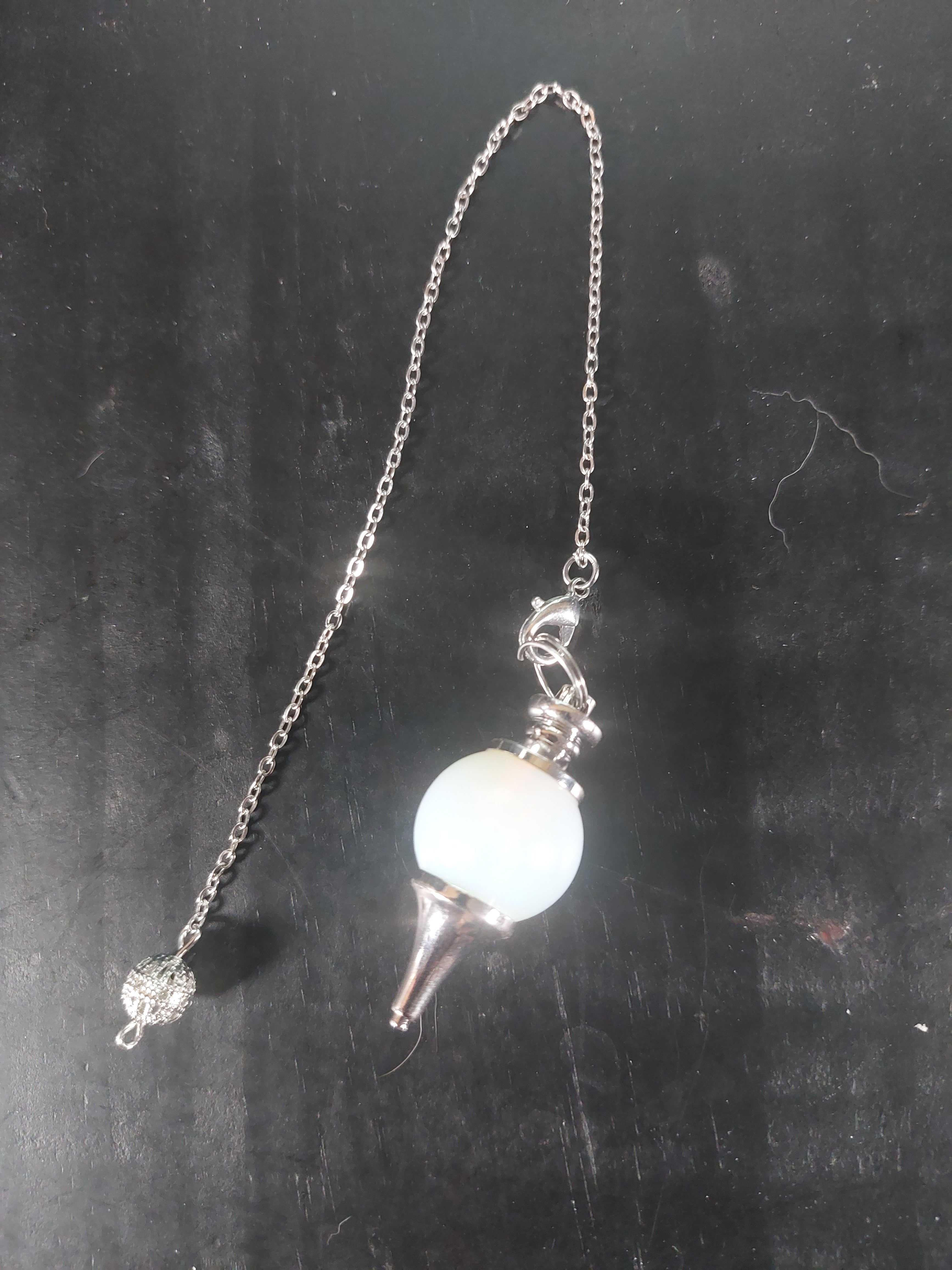 Opalite Silver Tone Pendulum