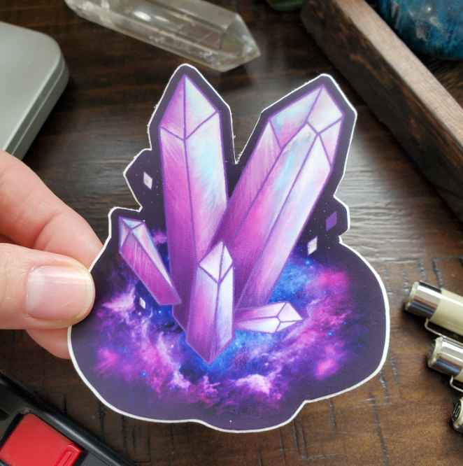 Cosmic Crystals Sticker, 3 x 3.5 inches