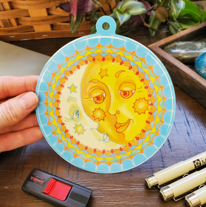 Affectionate Sun and Moon Sticker, 4.5 inches