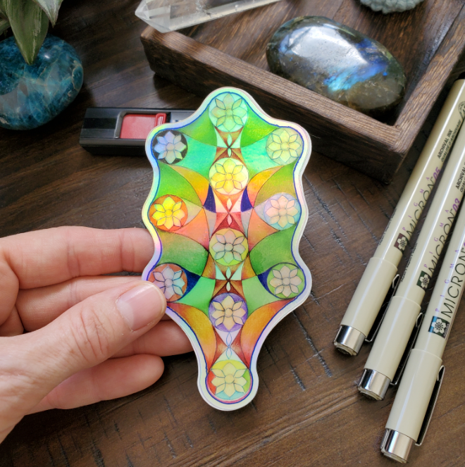 Kabbalah Tree of Life Holographic Sticker, 4.25 inches tall