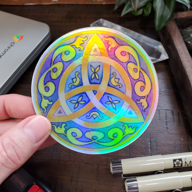 Triquetra Holographic Sticker, 3 inches wide