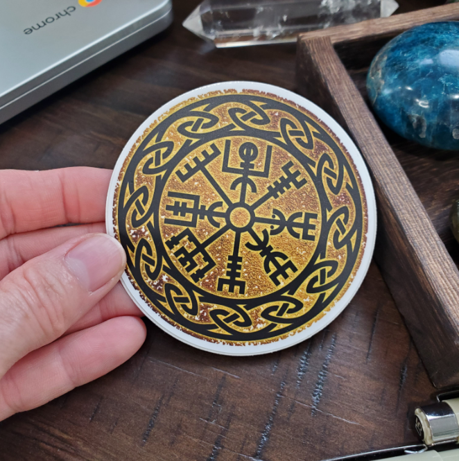 Viking Compass Vegvisir Sticker, 3 inches round