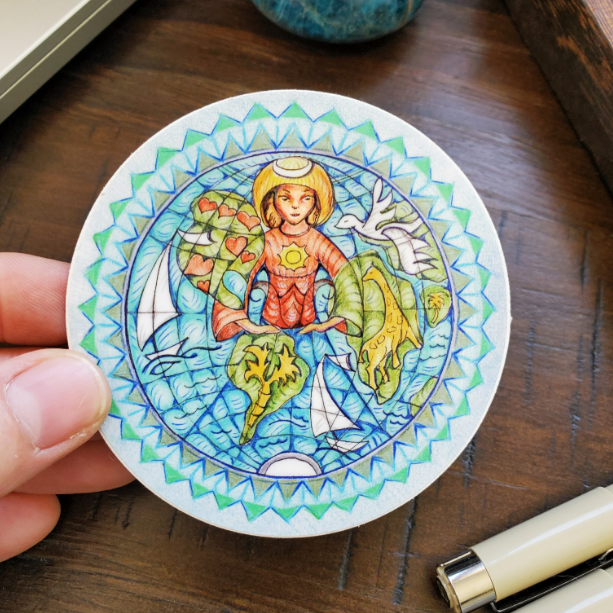 Mother Earth Sticker, 3 inches round