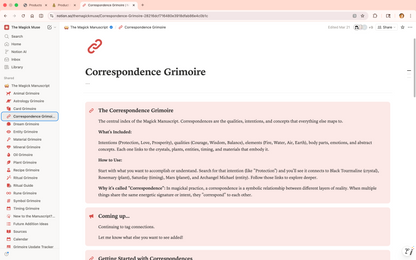 Correspondences Grimoire - Lifetime Access