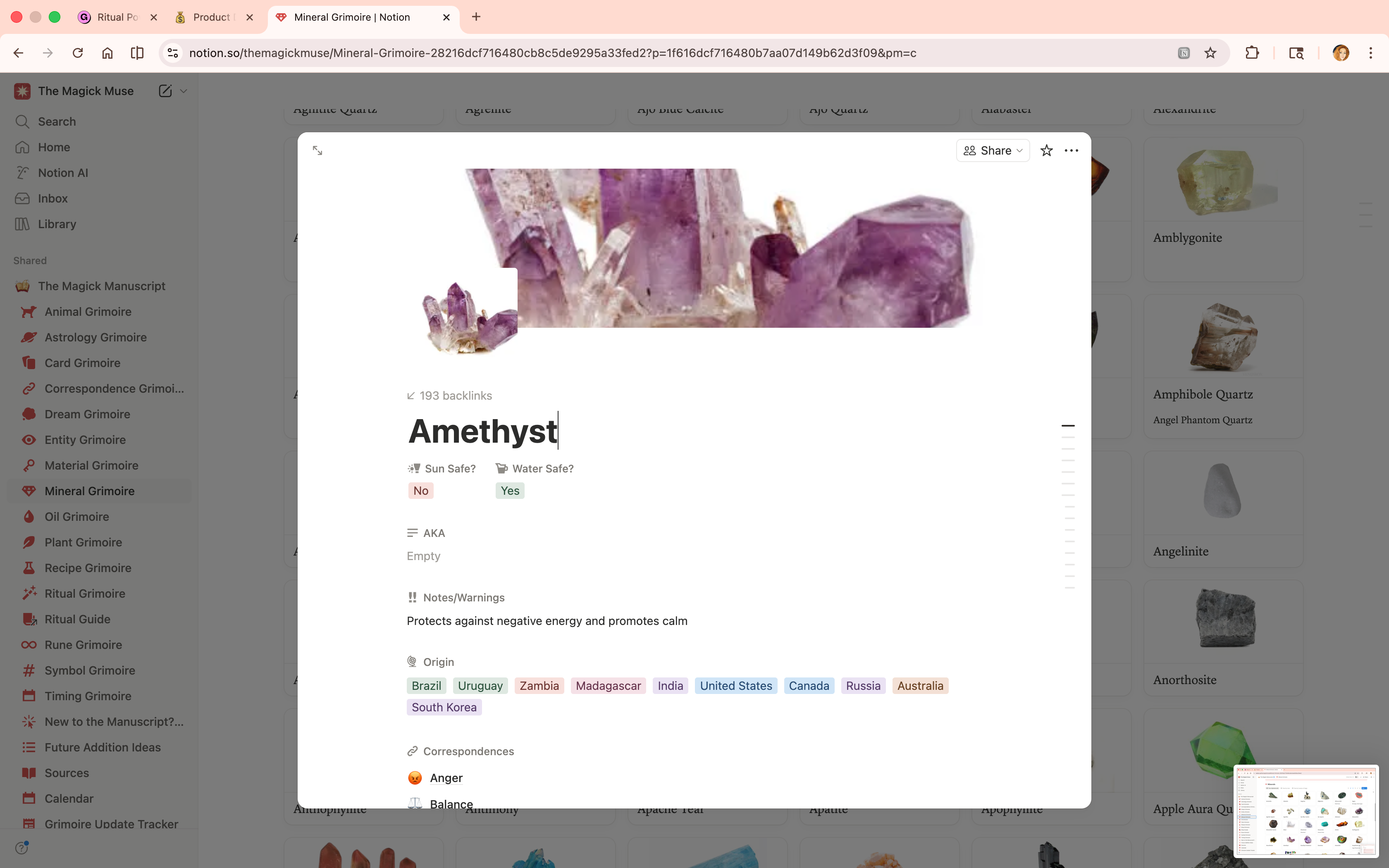 Crystals &amp; Minerals Grimoire - Lifetime Access