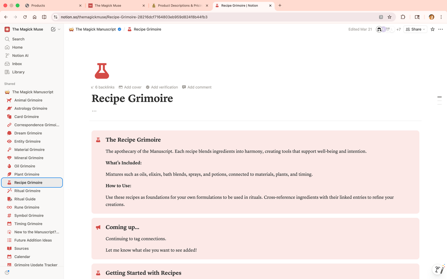 Recipes Grimoire - Lifetime Access