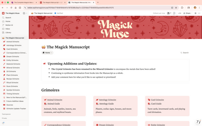 The Magick Manuscript: An Interconnected Witchcraft Grimoire on Notion