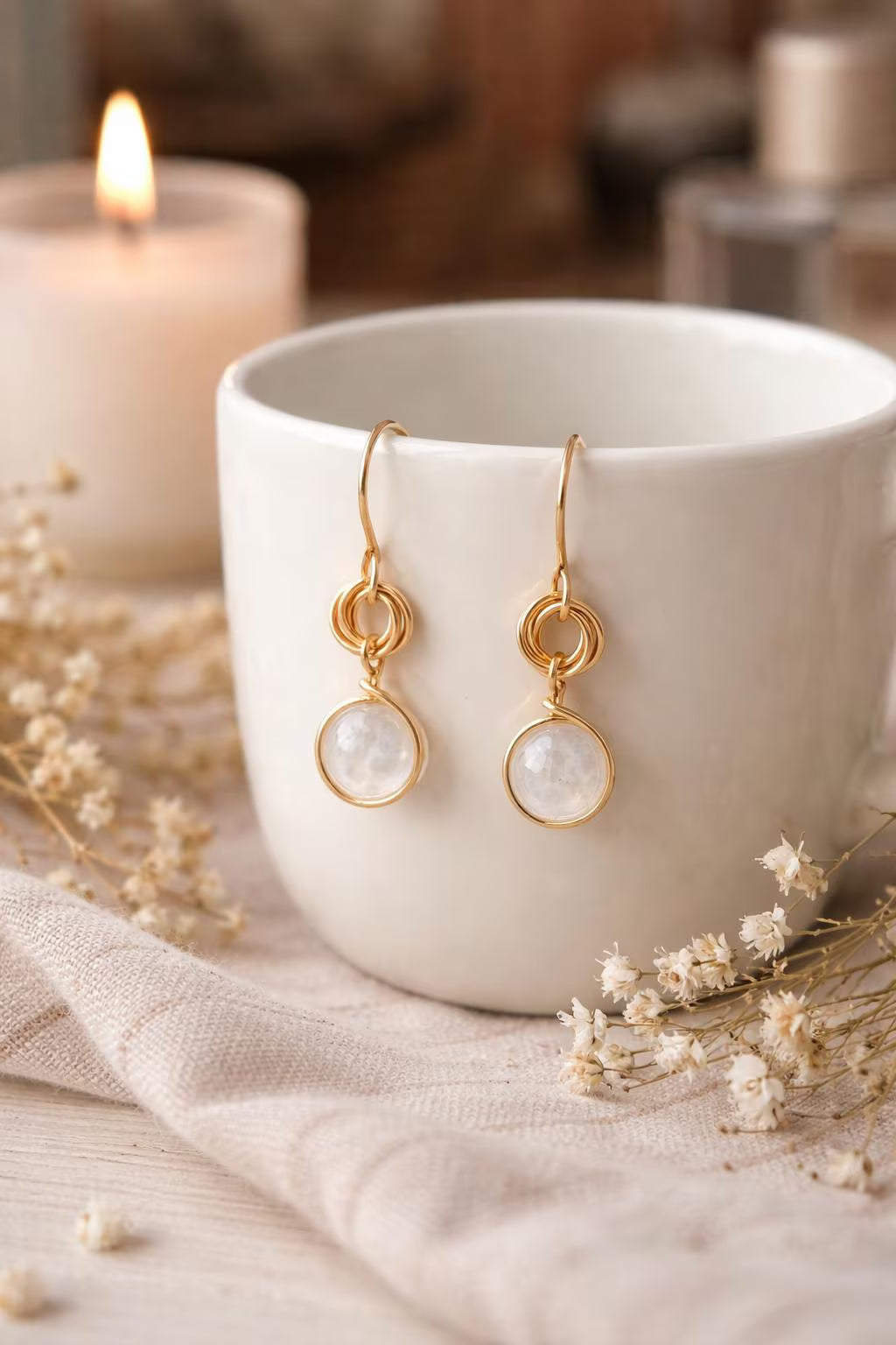 Selenite Dangle Earrings. Cleansing Energy Jewelry