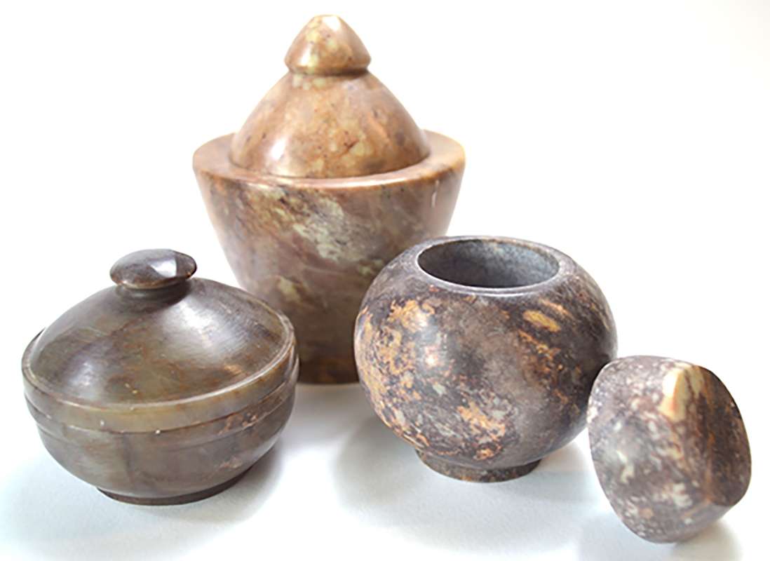 (set of 3) Gini jars soapstone