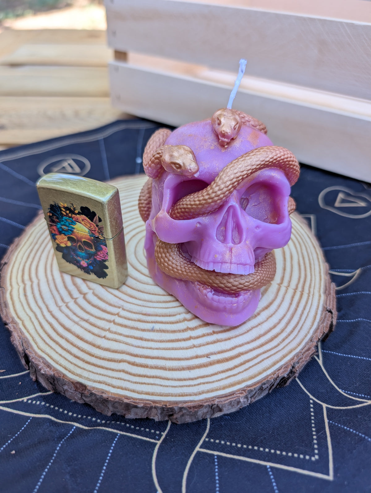 Serpent Entwined Skull Candle