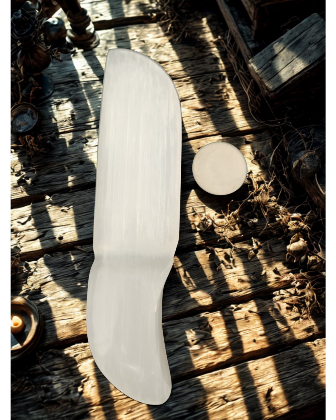 Handcrafted Selenite Crystal Knife: Polished Gemstone Athame