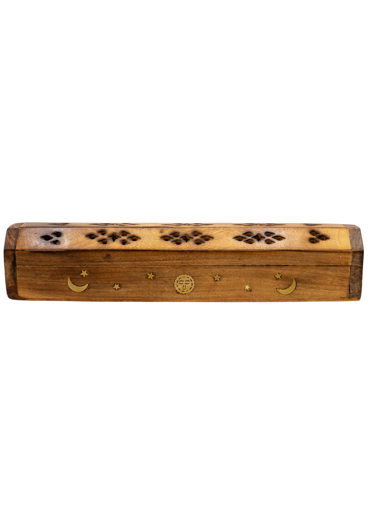 Brass Inlay Sun &amp; Moon Coffin Incense Burner