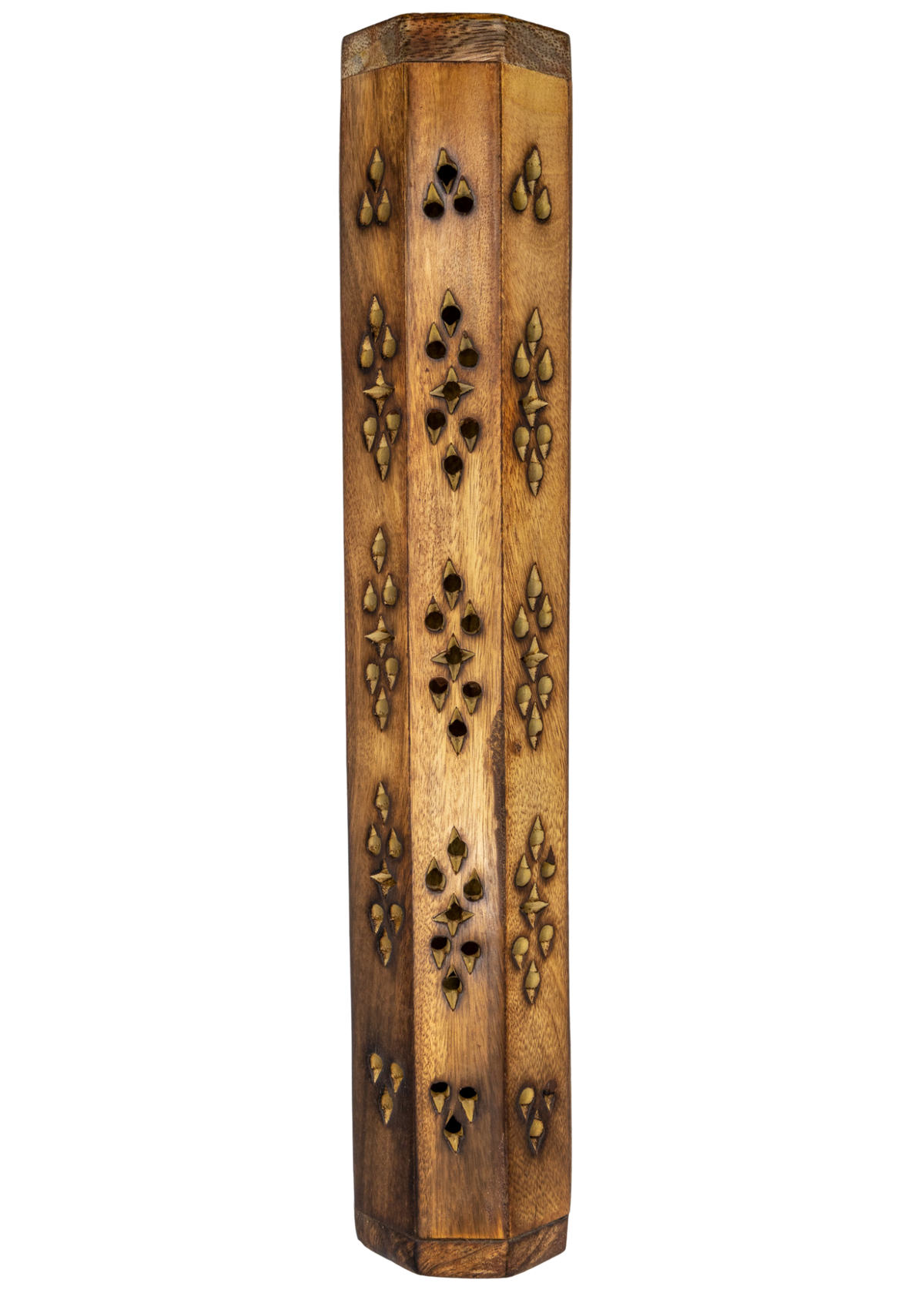 Brass Inlay Sun &amp; Moon Coffin Incense Burner