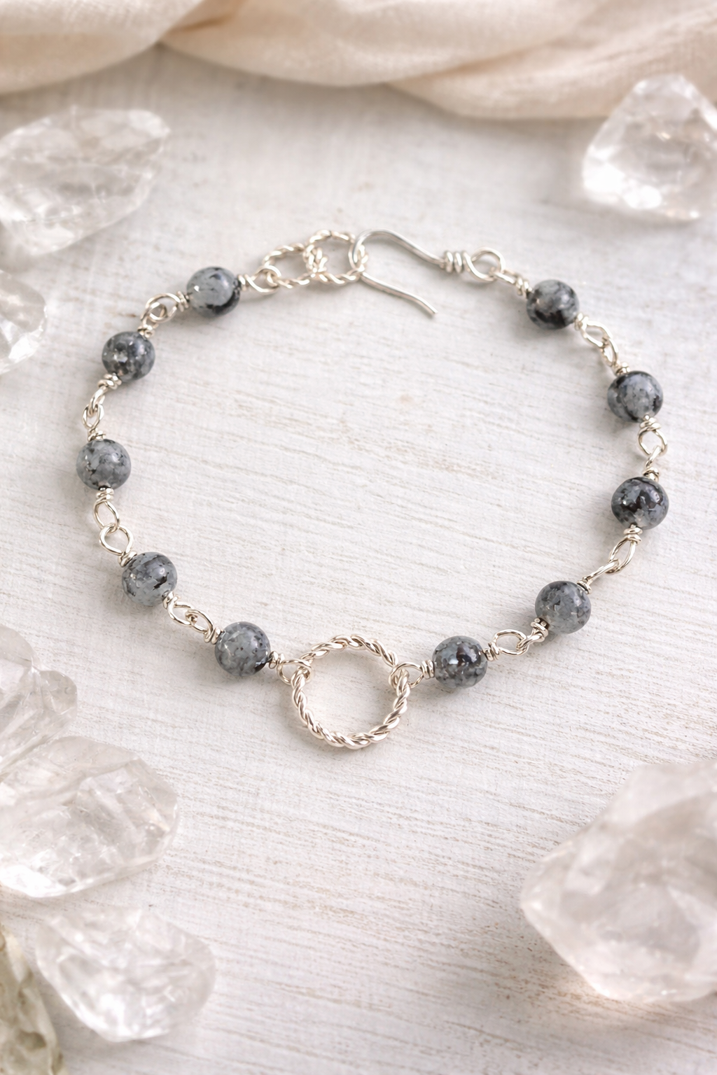 Twisted Silver Labradorite Bracelet