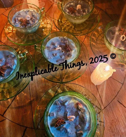 Radioactive Apple Spell Candle (Uranium Glass Teacup + Saucer Set)