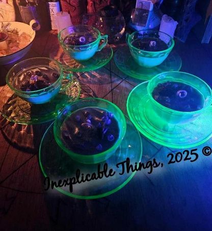 Radioactive Apple Spell Candle (Uranium Glass Teacup + Saucer Set)