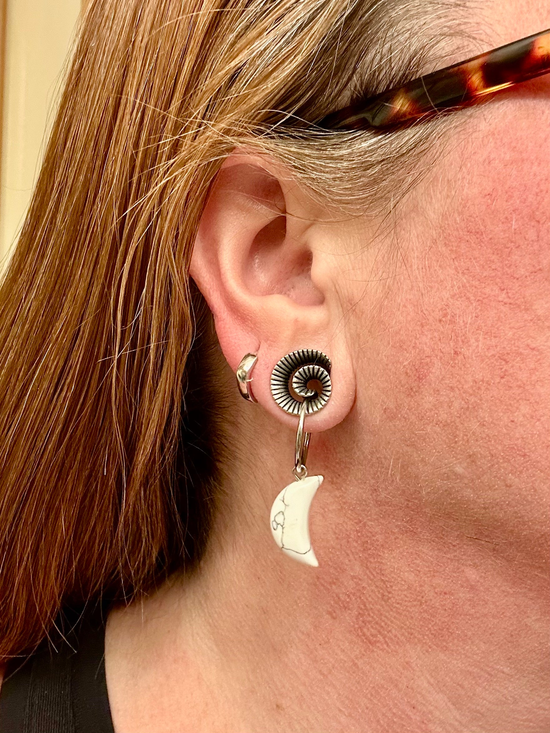 1 Pair of Cherry Quartz Moon Earrings