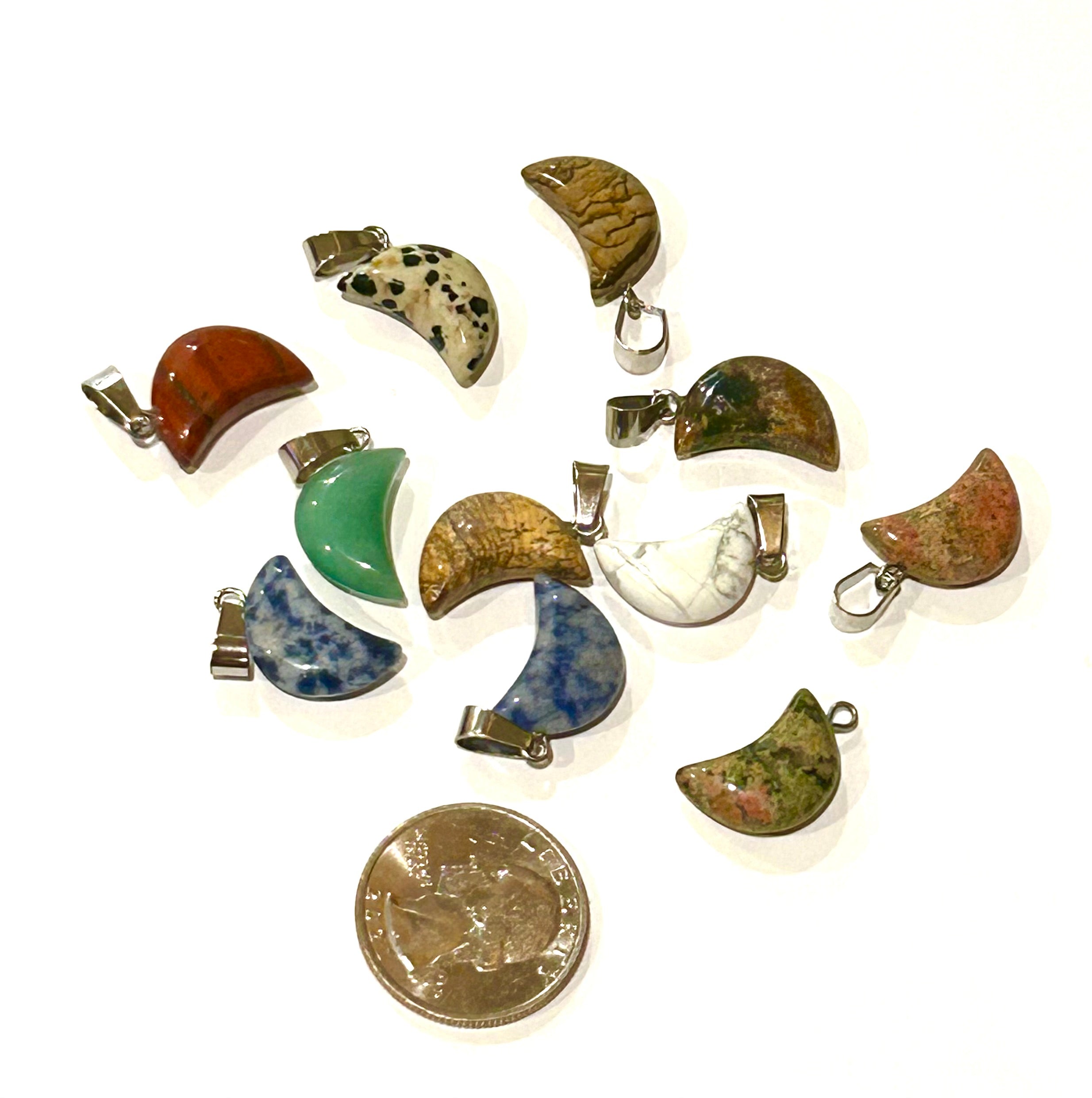 1 Pair of Dalmatian Jasper Moon Earrings