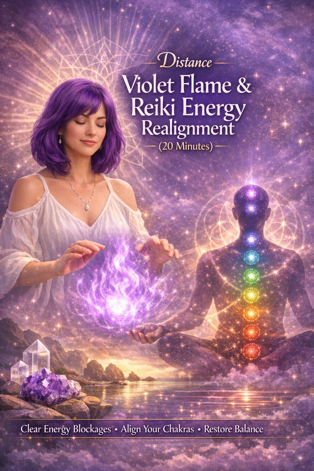 Distance Violet Flame &amp; Reiki Energy Realignment (20 Minutes)